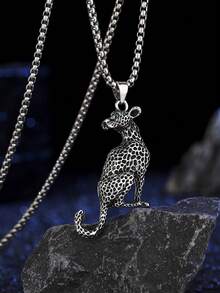 1pc Vintage Chic Leopard Pendant Necklace, Necklace For Men Suitable For Casual Street Wear