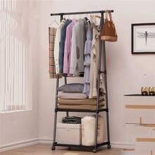 Perchero De Ropa Multifuncional Con Ruedas Rack Organizador De Clóset Abierto Con 2 Estantes Inferiores Exhibidor Móvil Para Recámara Y Boutique Estilo Minimalista Color Negro - Negro - Ver 5