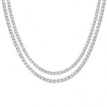 1pc 925 Sterling Silver Luxury Zirconia Tennis Necklace, Elegant & Suitable For Daily Wear, Parties, Weddings. Great Gift For Family, Friends, Christmas, Halloween, Valentine's Day, Birthday - Silver - View 8