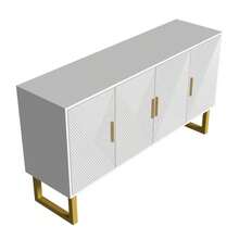 150cm Modern, Luxurious White Sideboard With High-Quality Structures And Golden Handles, 4-Turn-Design, High-Quality Regale - White - View 3