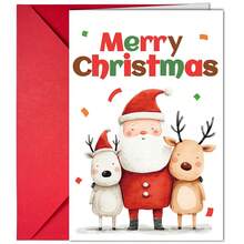 Zestaw 5 zabawnych kartek świątecznych z życzeniami i kopertami, ręcznie pisane kartki świąteczne z kreskówkowymi życzeniami