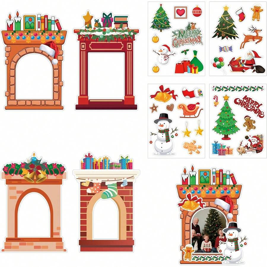 40 piezas Kit de manualidades de marcos de fotos navideños Decoración navideña DIY Marcos de fotos para chimenea Adornos para el árbol de Navidad Conjunto para actividades de bricolaje en el hogar y el aula escolar - Multicolor - Ver 1