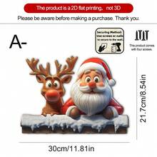 1 pieza, Decoración de pared y valla de estilo rural de madera con Papá Noel, muñeco de nieve y reno, decoración de patio navideño, madera, decoración de pared y valla de jardín interior/exterior, sin electricidad requerida, fácil de instalar (con tornillos), regalo navideño para amigos, decoración navideña, 2D