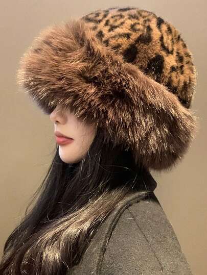 1pc Women's Warm Winter Hat, Fluffy And Flattering, Suitable For Cold Weather