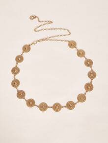 1 Stück Blumenmuster runder Münzen Elegante Vintage Stil Damen Taillenkette, Modisches Accessoire für Kleider, geeignet für Alltag, Date, Party, Herbst/Winter Urlaub