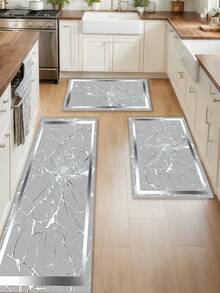 Gradient Marble Design Kitchen Mat With Anti-Slip Diamond Velvet Carpet, Suitable For Sink, Bedroom, Living Room And Dining Area - Easy To Clean, Machine Washable.