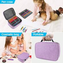 PUBAMALL Estuche de lpices con cremallera de alta capacidad, 72 ranuras Multifuncional Bolgrafos de gran capacidad Porta fundas con 2 fundas extrables Prpura - Púrpura - Ver 8