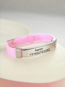 Customizable ID Wristband With Engraved Name, Date And Number: Silicone Emergency Contact Wristband For Parents' Emergency Contacts