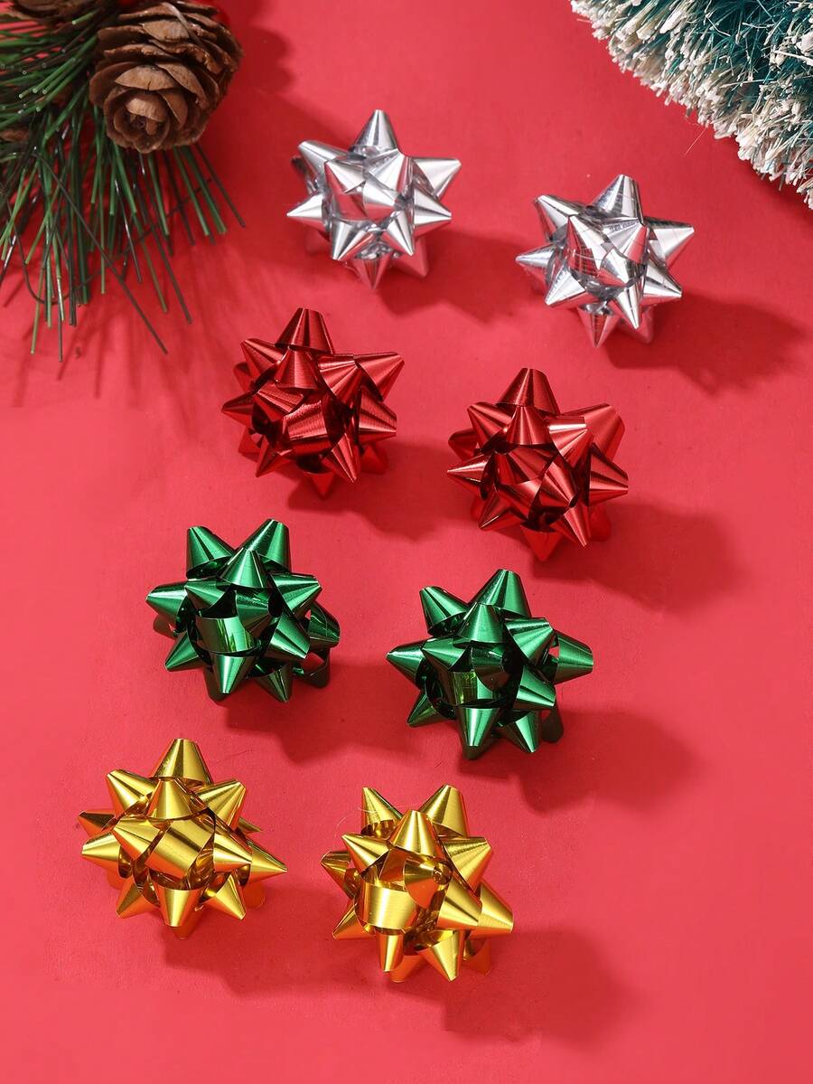 1/4 对创意彩色圣诞花耳环，女孩节日派对配饰 - 彩色 - 查看 1