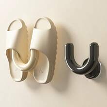 2pcs Suction Cup Shoe Racks, Wall Mounted Slipper Storage Holders For Bathroom And Shower, Practical Hooks Set