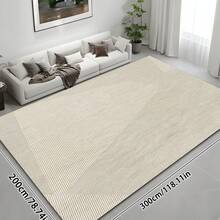 1pc European Geometric Line Pattern - Luxury Modern Minimalist Cream Rug, Machine Washable Soft Area Carpet, Rectangular, Short Pile, Machine Made, Suitable For Living Room, Bedroom, Office, Game Room, Study, Indoor/Outdoor Entrance, Home Decor, Christmas Decoration - Multicolor - View 12