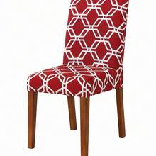 4-Seater Printed Chair Cover Kit For Kitchen Dining Room Gel Mesh Offer - Maroon - View 3