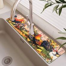 1pc, Farmhouse Chicken Style, Diatom Mud Faucet Absorbent Pad, Bathroom Faucet Splash Pad, Moisture-Proof Anti-Slip Faucet Pad, Kitchen Countertop Accessories. - Multicolor - View 15