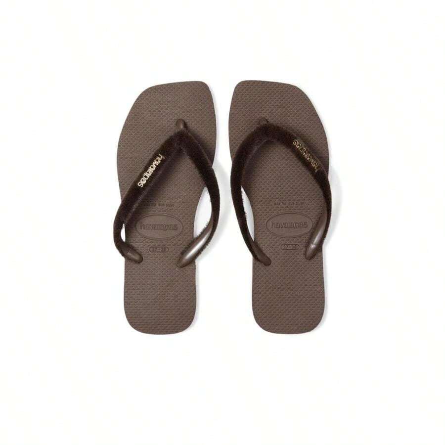 Havaianas Slim Square Plush Sandals |  | Women Flat Sandals - 深棕色 - 查看 1