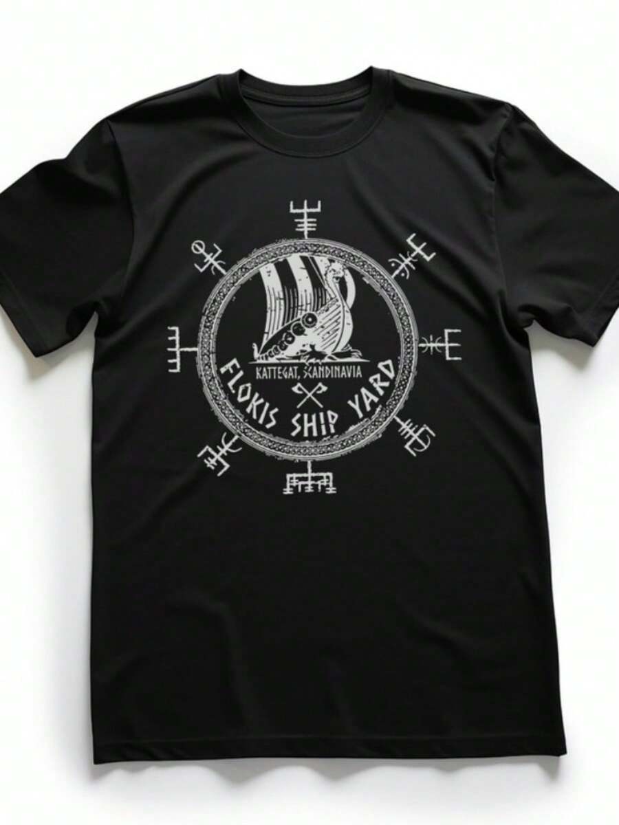 Herren Viking Thema Shirt Norwegischer Gott T-Shirt Viking Shirt Valhalla Viking T-Shirt Herren - Black - View 1