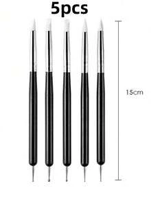 亚克力美甲硅胶刷黑色雕刻绘画刷黑色雕刻绘画刷…UV 凝胶 DIY 抛光双头 3D 花朵造型绘画雕塑美甲点画工具 - 黑色 - 查看 8