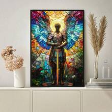 Colorful Glass Angel Warrior DIY Diamond Painting Kit - Round Diamond Mosaic Craft Set, Home Decor And Unique Birthday Gift - Multicolor - View 3