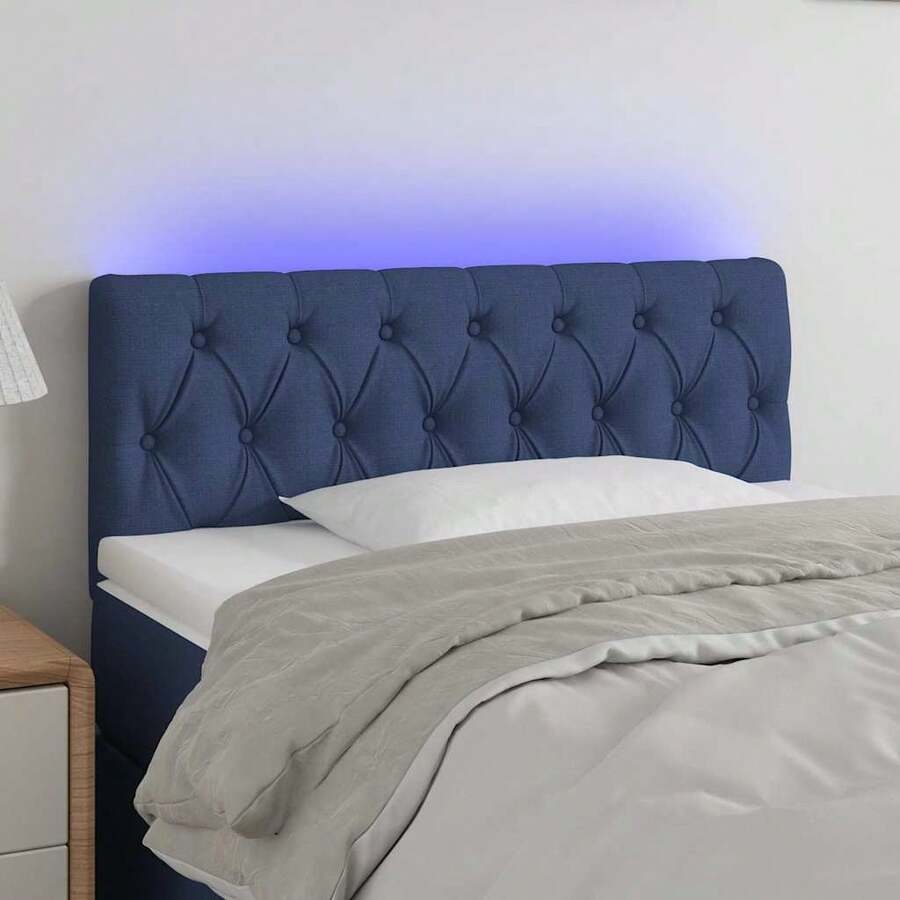 vidaXL Testiera a LED Blu 100x7x78/88 cm in Tessuto - Blu - Visualizzare 1
