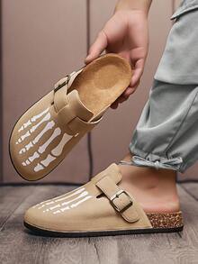 男士时尚一脚蹬凉鞋 - 时尚复古设计，耐用防滑牵引鞋底，适合远足、徒步旅行、园艺 - 室内和室外，系带闭合 - 多功能四季户外鞋 - 米色 - 查看 8