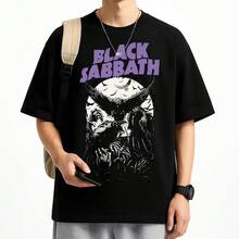 Black  Rock Band T-Shirt International Music Unisex Male Female 100% Cotton Premium Top Streetwear Launch Immediate Shipping Various Colors!! Plus Size - 黑色 - 查看 1