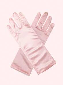 Girls Satin Princess Long Gloves, Solid Color Smooth Satin Costume Gloves For Children To Wear At Party, Wedding, Formal Occasions - Multicolor - View 17