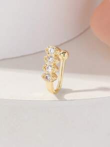 1pc Fashionable Rhinestone Studded Nose Ring, Adjustable Nose Piercing Jewelry For Party, Daily Wear