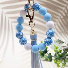 Bohemian Tassel Beaded Bracelet - Leopard Print  Unique Design, Suitable For Keys, Bags, Christmas Tree Decorations, Handmade Accessories, Fashion Wristbands, High-Quality Craftsmanship, DIY Accessories, Jewelry Making Kit - Perfect Gift Choice For Christmas, Birthdays, Graduations |   Simple And Elegant Design