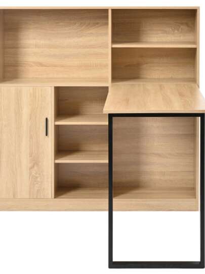 Computertisch,Regal Schreibtisch,Schrankschreibtisch Arbeitstisch, Schrankschreibtisch, Nature 120cm view 3