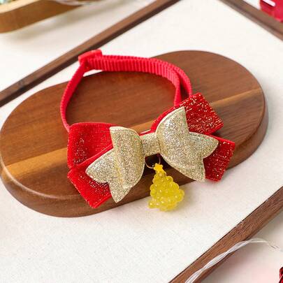 Christmas Dog Bow Tie Adjustable Puppy Collar With Luminous Charm Holiday Bowtie For Pet Cats Dogs