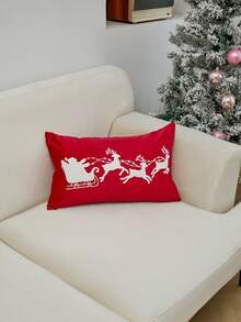 1pc Snowflake Embroidered Throw Pillow Cover, Suitable For Living Room, Bedroom, Party, Sofa, Car And Various Environments, All Season