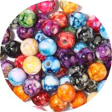 Acrylic 8mm Multi-Color Painted Pattern Round Beads - 100pcs For Jewelry Making, DIY Bracelet, Necklace, Phone Chain Craft Supplies