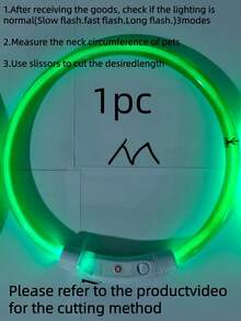 1 pieza Collar de mascota LED recargable de PVC, 3 modos de iluminación, visible por la noche para la de la mascota, adecuado para perros y gatos pequeños a grandes, collar festivo, longitud ajustable. Confirme que el tamaño del producto sea adecuado para el peso de su mascota para evitar daños.