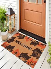 1 buc. Covoraș de intrare minimalist cu frunze de arțar galbene de toamnă, covor mic potrivit pentru decor de sărbători, decor zilnic, decor de cameră, living, dormitor, bucătărie, birou, covoraș de intrare interior/exterior vintage tip fermă, toamnă/iarnă