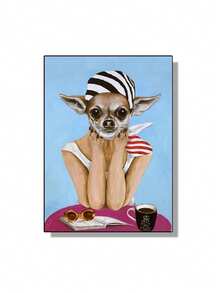 1/3 piezas Póster de pintura en lienzo con ilustración de animales de moda como gato, perro, conejo, elefante, arte de pared divertido y lindo para decoración del hogar en la sala de estar