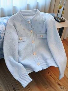 Women Cardigans - Light Blue - View 2