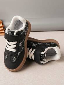 1 双男女款平底休闲运动鞋，软底防滑婴儿鞋，时尚百搭学生跑鞋，适合所有季节 - 黑色 - 查看 6