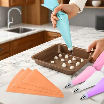 3 piezas Bolsas de Repostería Reutilizables y Reforzadas - Fáciles de Limpiar, Bolsa de Crema, Bolsa para Glasear Galletas, Herramientas de Horneado, Adecuadas para Hornear Casero, Galletas y Postres, Entusiastas del Horneado Casero, Herramientas Esenciales de Decoración para Fiestas