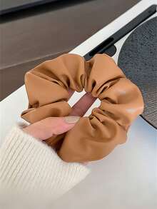 1pc/4pcs Women's Multicolor Autumn/Winter PU Leather Scrunchies, Elegant Hair Ties For Ponytail, Gift For Christmas, Holiday, Daily Use ,Makeup Hair Accessories Head Accessories Elastic Band - Multicolor - View 9