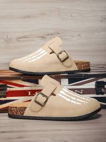 男士时尚一脚蹬凉鞋 - 时尚复古设计，耐用防滑牵引鞋底，适合远足、徒步旅行、园艺 - 室内和室外，系带闭合 - 多功能四季户外鞋 - 米色 - 查看 13