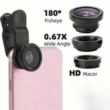2025 New Triple-Function Mobile Phone Camera Lens Kit - Wide-Angle, Macro, And Fish-Eye Lenses - Suitable For Smartphone Photography Accessories, Portable Devices, And Selfies, Suitable For Summer Vacations, Travel, Creative Photography, Social Media Content Creation, Video Blogs, Etc. Phone Lens Accessories. Halloween Party, Christmas And New Year Photo Tools.