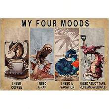Rustic Retro Metal Tin Sign Dragon My Four Moods Metal Poster Plaque Boys Room Old Fashion For Home Living Bedroom Coffee Wall 8x12 Inch - 新聞-16 - 查看 1