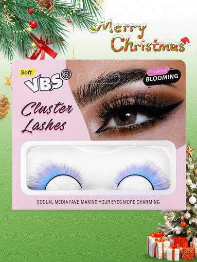 زوج واحد/اثنان من رموش مستعارة بألوان أومبير، طول 0.4-1.5 سم، رموش مستعارة سميكة ومجعدة، مناسبة لعيد الميلاد والمناسبات الشخصية وتجميل العيون لحفلات رأس السنة الجديدة