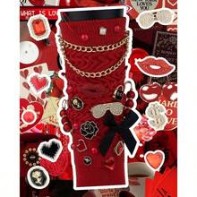 85 Pcs Junk Socks Charms Kit, Black And Red Charms Socks, Brooches And Pins Women, ShoeCharms With Bows, Sneakers Kit With Pearls Rhinestones Chains - Đen và Đỏ - Xem 3