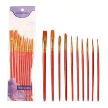 10 piezas Juego de pinceles de nailon multifuncionales para acuarela, adecuados para acuarela, acrílico y pintura al óleo