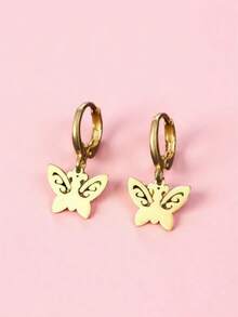 5Pairs Fashion Sweet Stainless Steel Earrings For Girls Heart Butterflies Flowers Mix Style Daily Matching Party Travel Friends Gifts Accessories