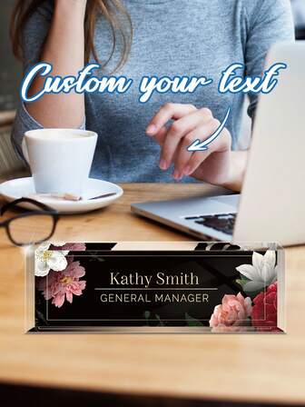 1PC Personalized Acrylic Desk Name Plate: Custom Name Plates For Office, Coworker, Boss, Teacher/Employee Appreciation Gifts (Mixed Flower Design)9Styles Custom Engraved Office Desk Sign For Women And Men - Elegant Clear Acrylic Glass Block - Ideal For Boss, Teacher, Coworker Appreciation Gifts,Personalized Office Decor, Ideal Gift For Bosses, Teachers, Lawyers, Doctors & Colleagues - Perfect For Housewarming, Christmas, Thanksgiving, Personalized Gifts, Holiday Gifts,Warm Ambience
