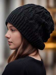 1顶或2顶男女通用加厚保暖针织帽，时尚冬季帽，保暖护耳，适合日常佩戴、滑冰、滑雪，秋冬季情人节礼物