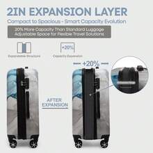 NEW YORK XPRESS 20in 24in 28in Expandable Luggage PC+ABS Hardshell Suicase W/TSA LOCK & Spinner Wheels,Carry On Travel Luggage For Men Women,24"/28" Checked Suitcase - 白色 - 查看 2