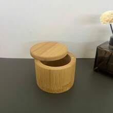 Salero Bambú con Tapa Giratoria y Cierre Magnético para Fácil Apertura y Cierre,Tarro Especias,Caja Almacenamiento,Para Guardar Sal,Pimienta,Azúcar y Hierbas,Caja Pequeña para Especias - Bambú - Ver 12