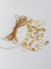 1 Pack Gold Thread Sun Shape Hair Rings Mixed Set, Braided Hair Accessories For Women, Holiday Party Hair Accessories, Halloween Hair Accessories - 金子 - 查看 2